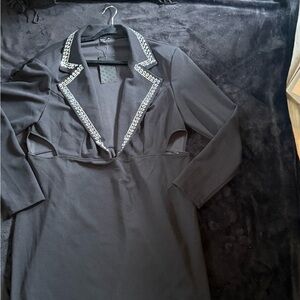 Elegant Black Dress with Silver Accents